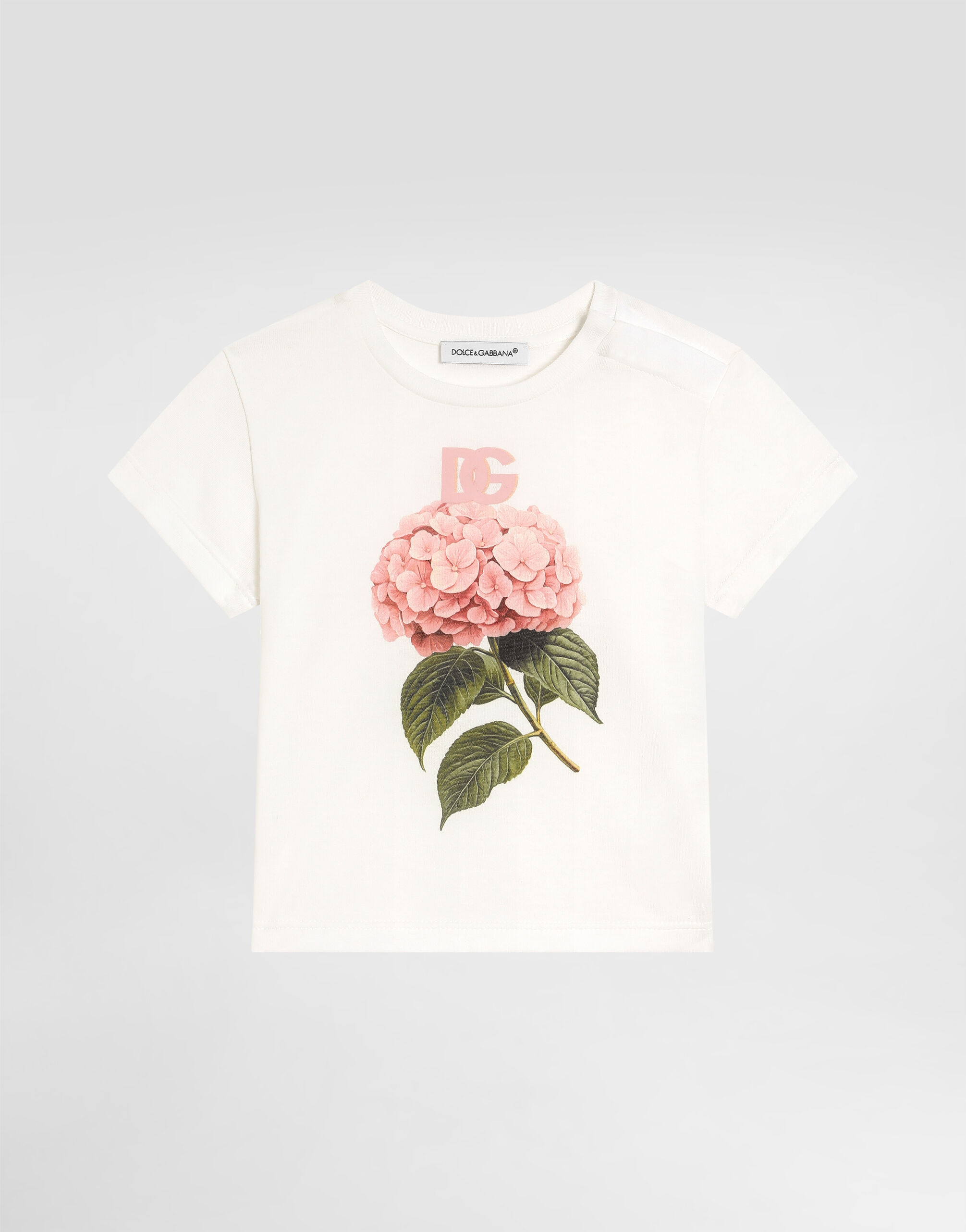 Whiteのガールズ Jersey t-shirt with hydrangeas print | Dolce&Gabbana®