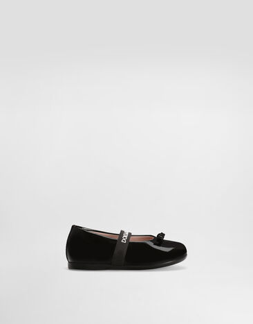 Dolce & Gabbana Ballerines en cuir verni avec nœud Noir D20093A4831