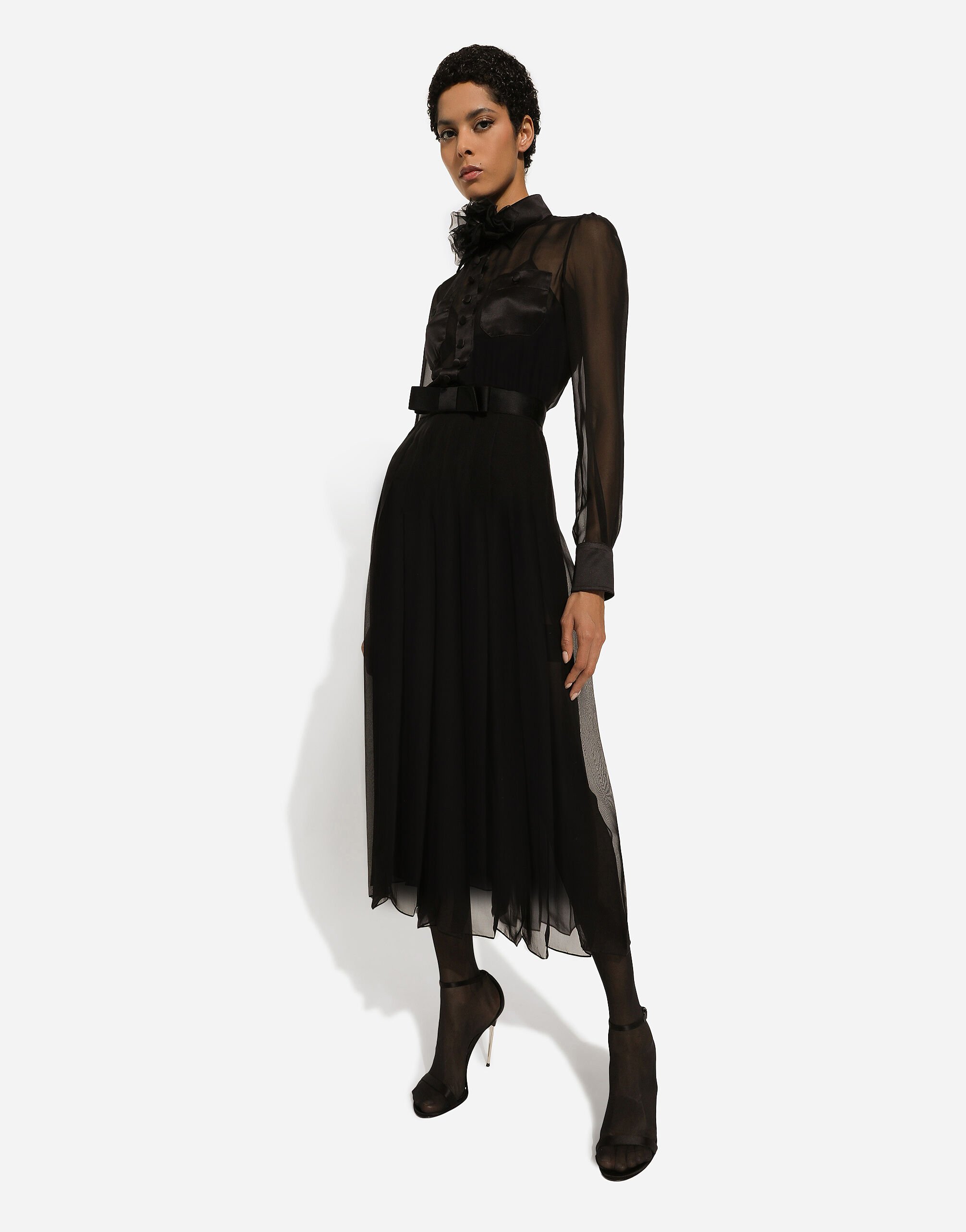 Black chiffon shirt dress clearance