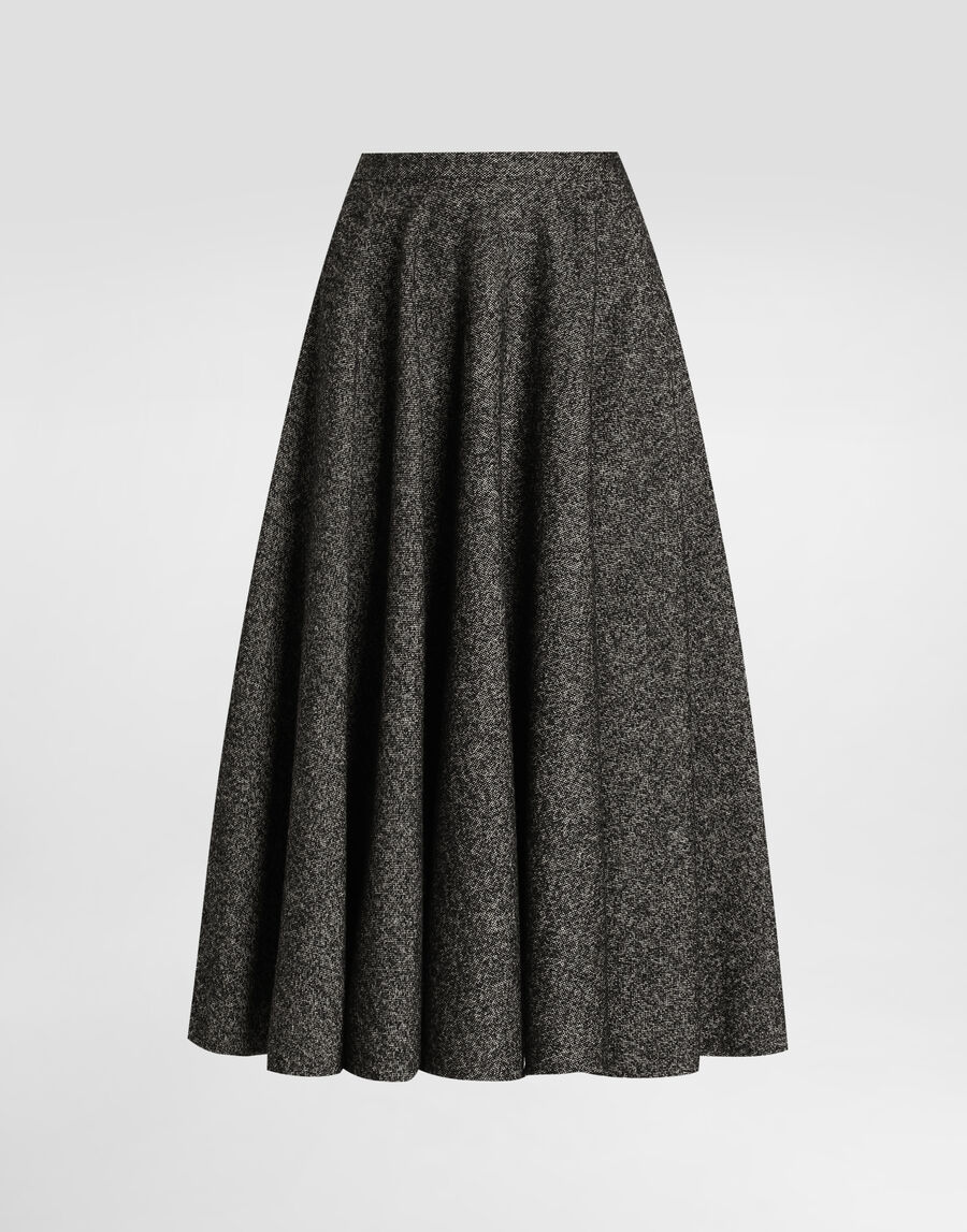 Wool blend dotted circle skirt