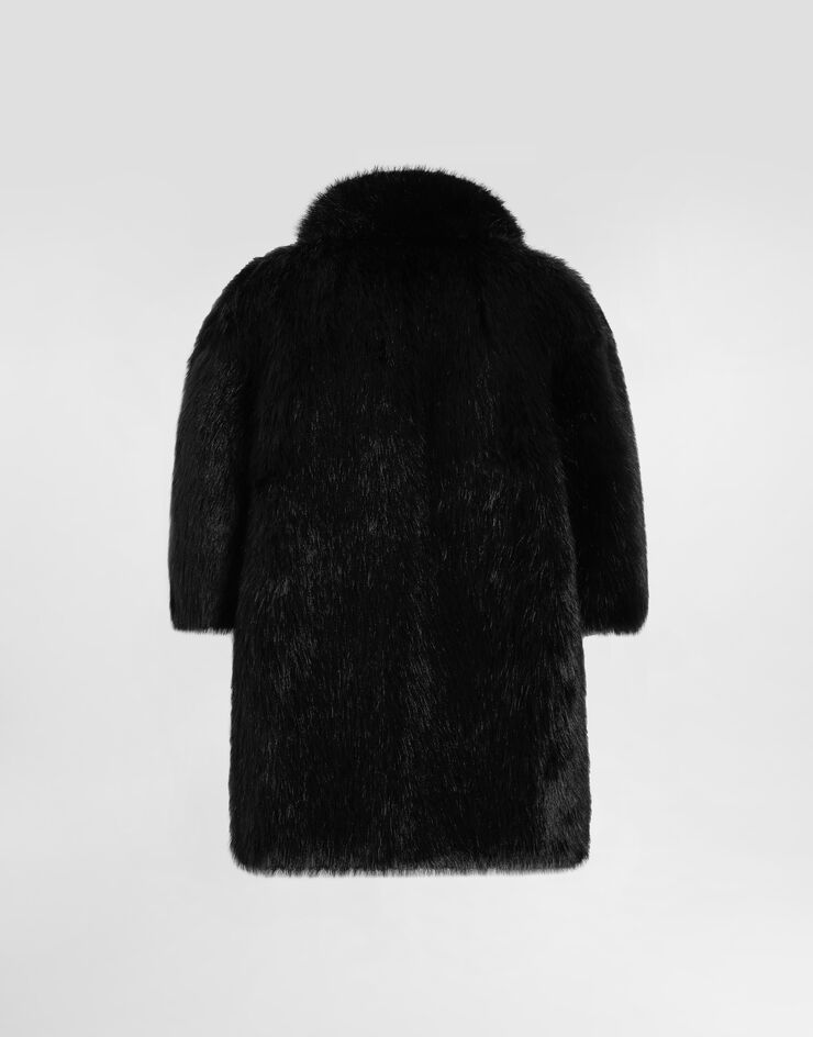 Dolce & Gabbana Jacke aus Kunstfell Schwarz F0W3TFFUSZ9