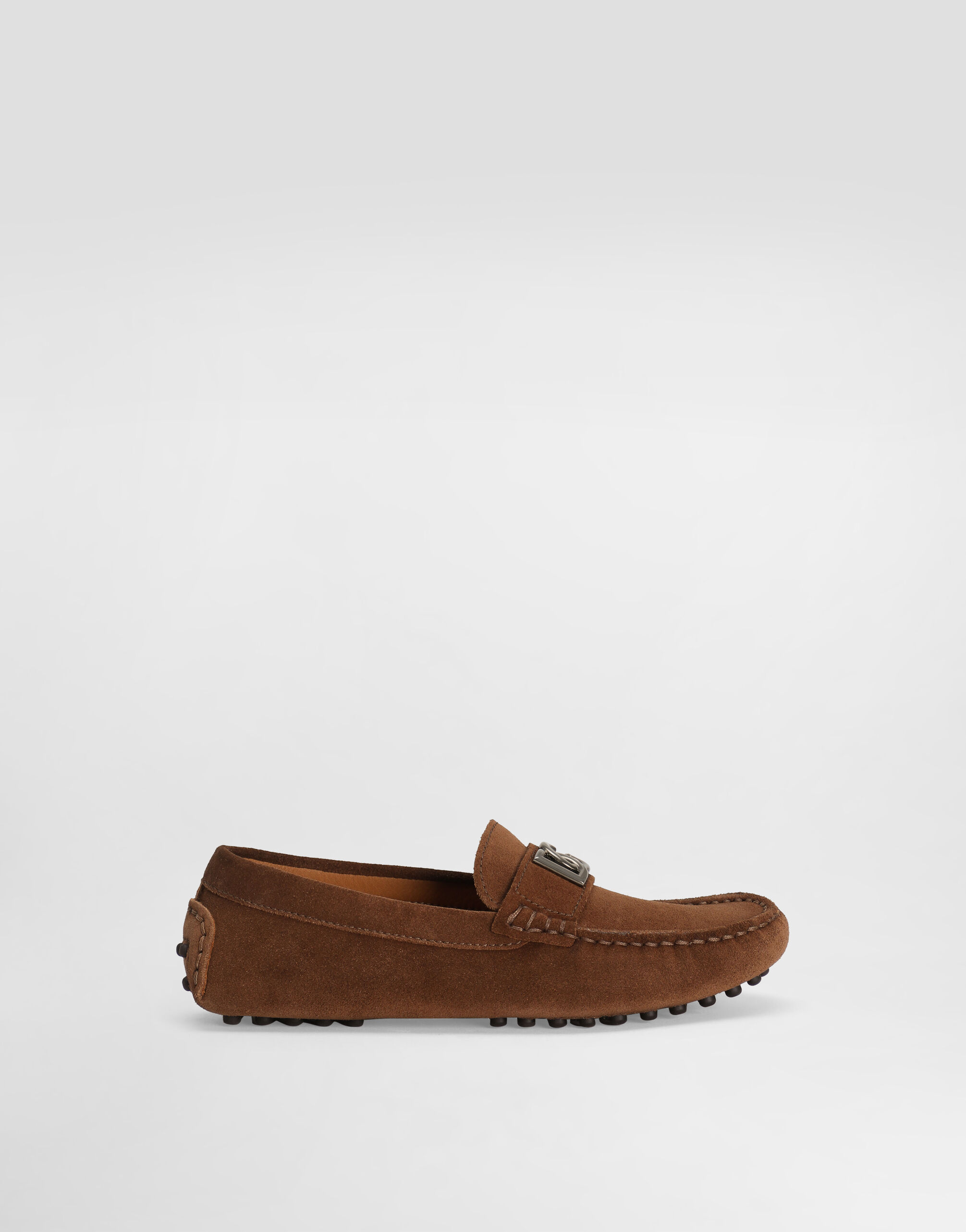 Split leather loafers with DG logo in Beige for Men
