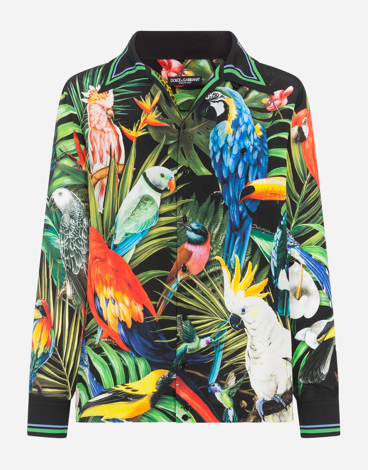 Dolce & Gabbana SILK HAWAII SHIRT WITH PARROT PRINT MULTICOLORE G5GY8TFI1RL