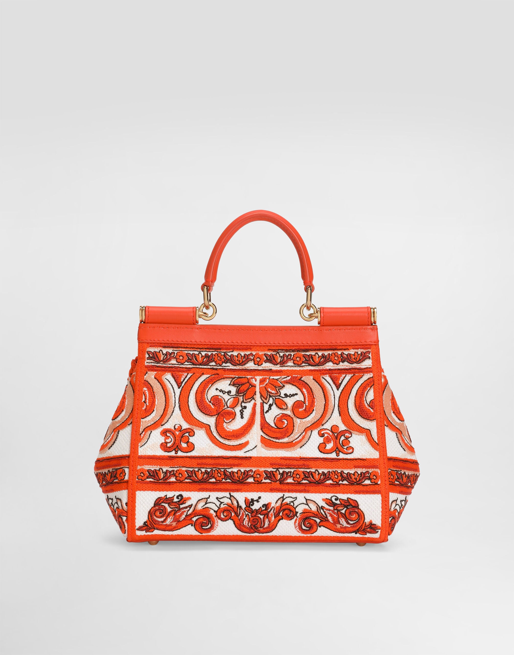 Small Sicily handbag with majolica embroidery in Orange for Women