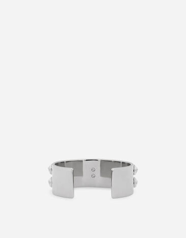 Dolce & Gabbana Leather and brass rigid bracelet Silver WBO6L2W1111