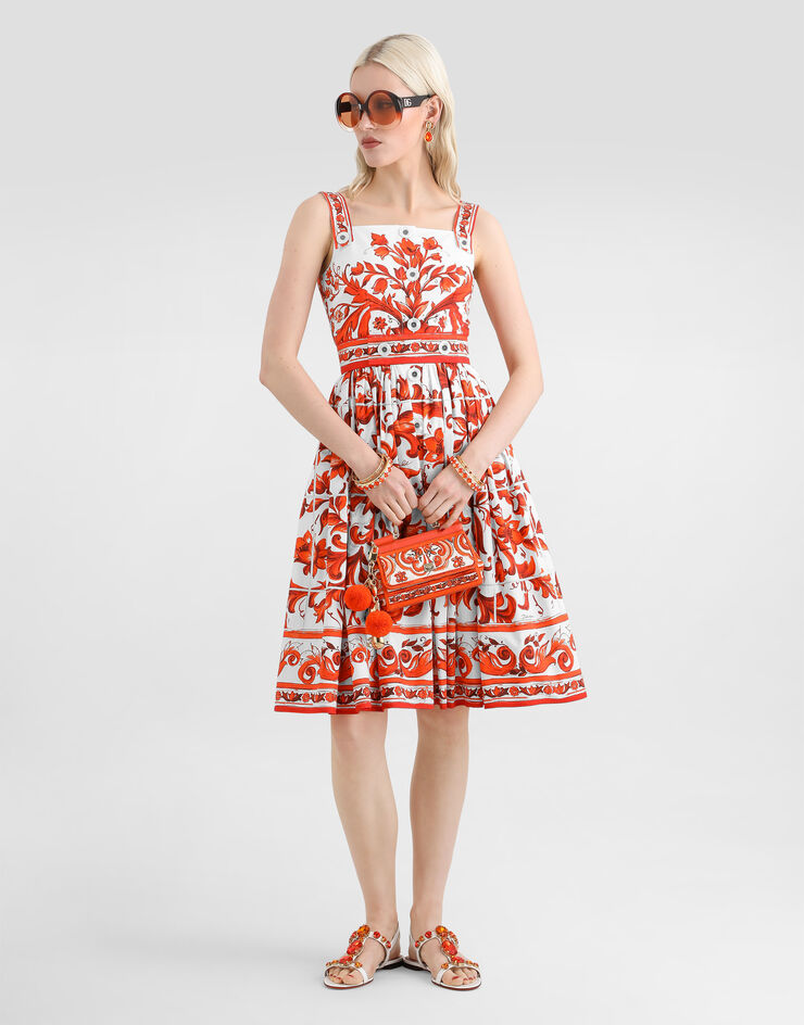Dolce & Gabbana Majolica-print long poplin dress Dolce & Gabbana Majolica-print long poplin dress Multicolor F6TTJTGDDRL