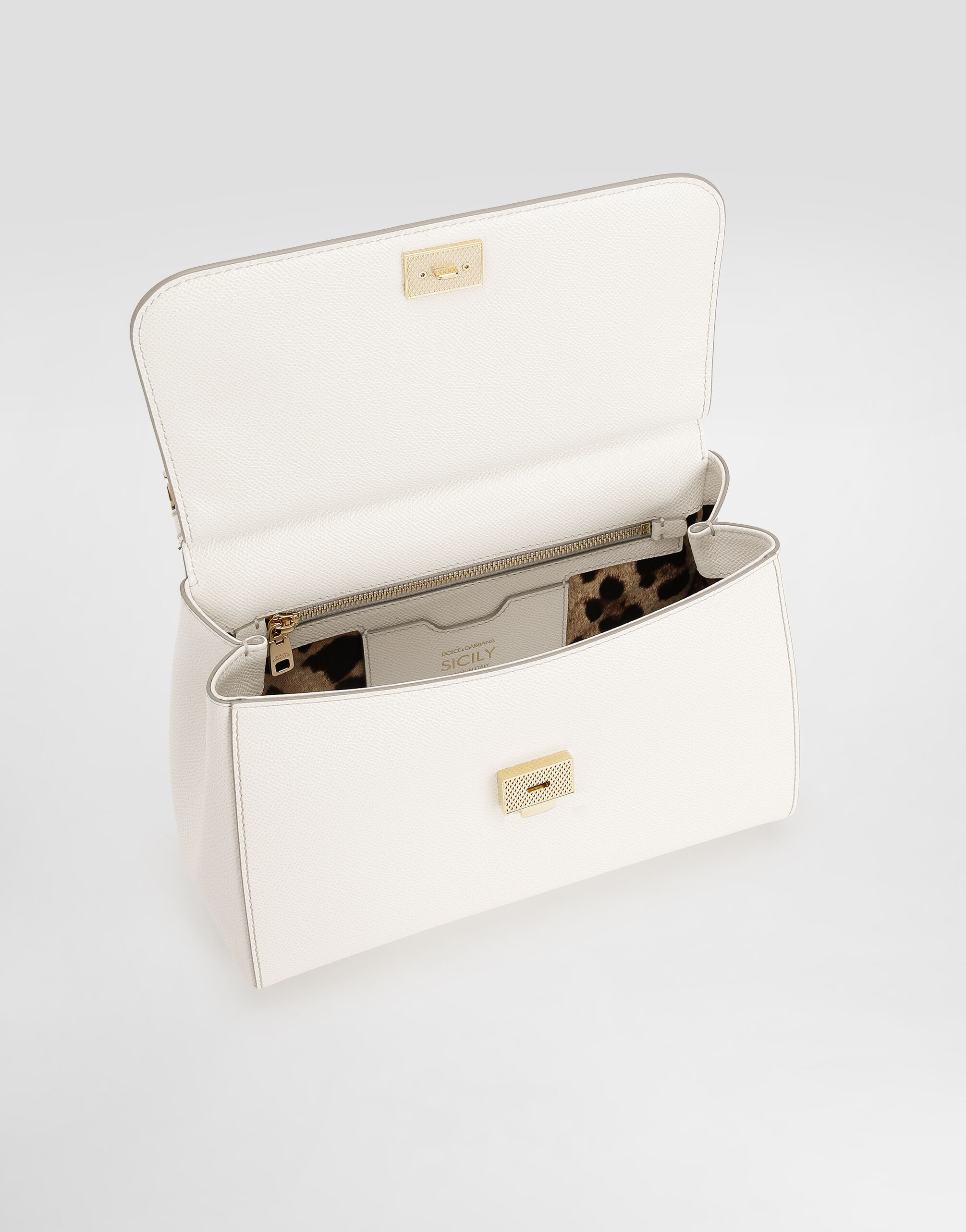 Large Sicily handbag in dauphine calfskin in White for Women