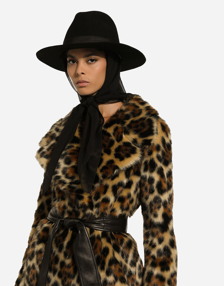 Dolce & Gabbana Abrigo largo de pelo sintético con estampado de leopardo Imprima F0E1KFFJSCU