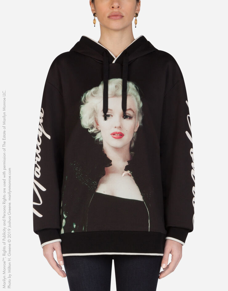 Dolce & Gabbana Jersey hoodie with marilyn monroe print BLACK F9F07TFI7SW