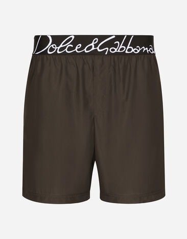 Dolce & Gabbana Bañador bóxer medio con logotipo Dolce&Gabbana Marrón M4F28TFUSFW