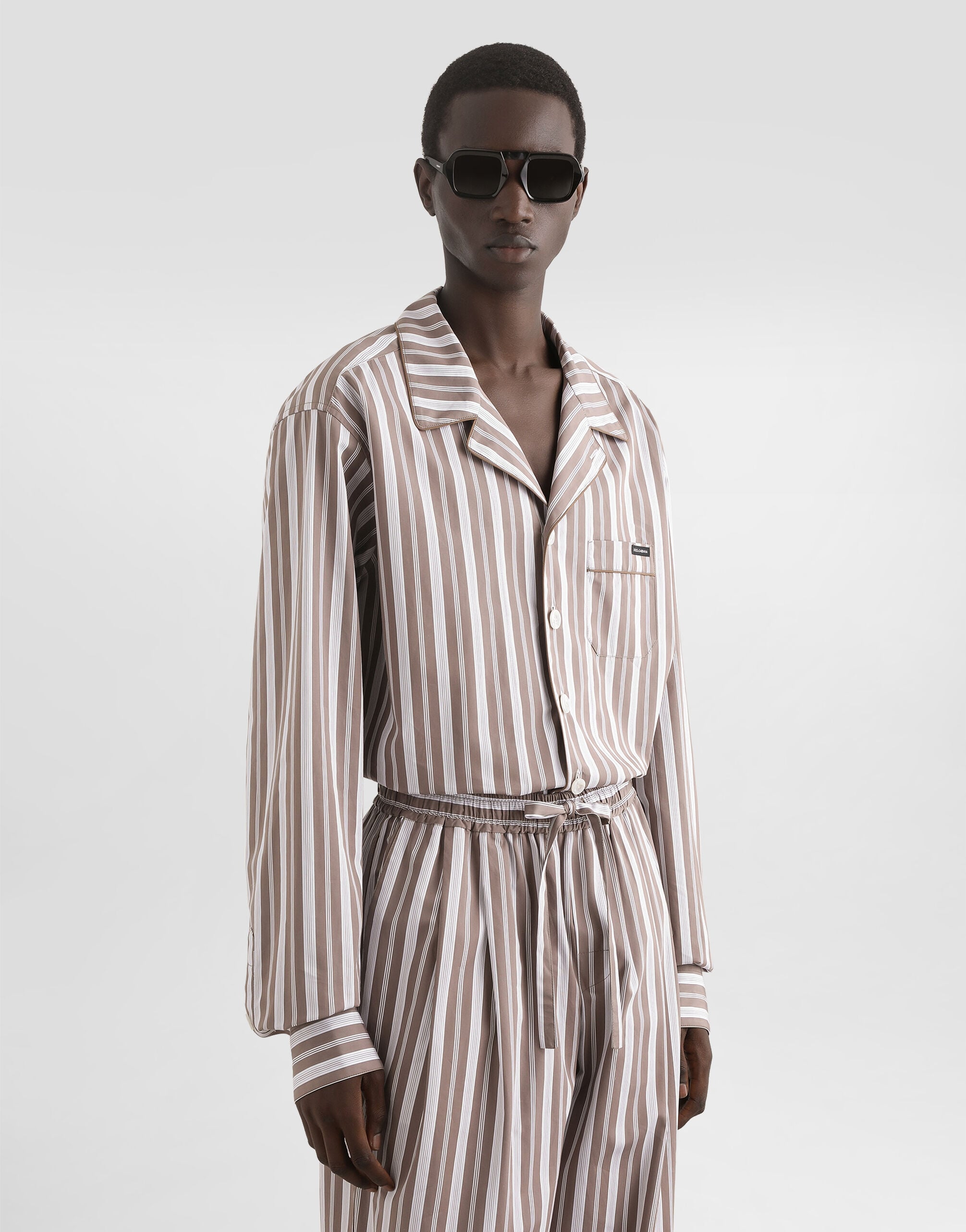 Compact striped poplin vanity shirt - thumbnail 4