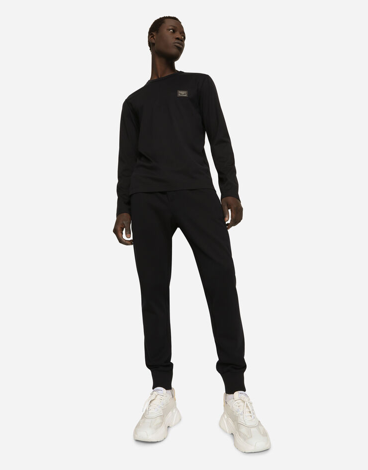 Dolce&Gabbana Long-sleeved T-shirt with logo tag 蓝 G8PV0TG7F2I