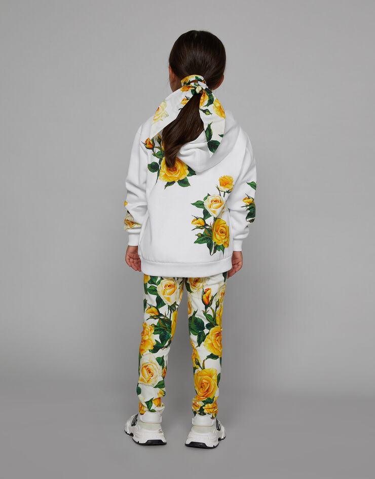 Dolce & Gabbana Sudadera con cremallera, capucha y estampado de rosas amarillas Imprima L5JW9XG7K4D