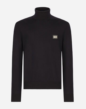 Dolce & Gabbana 로고 태그 터틀넥 울 스웨터 블랙 GXO39TJEMQ4