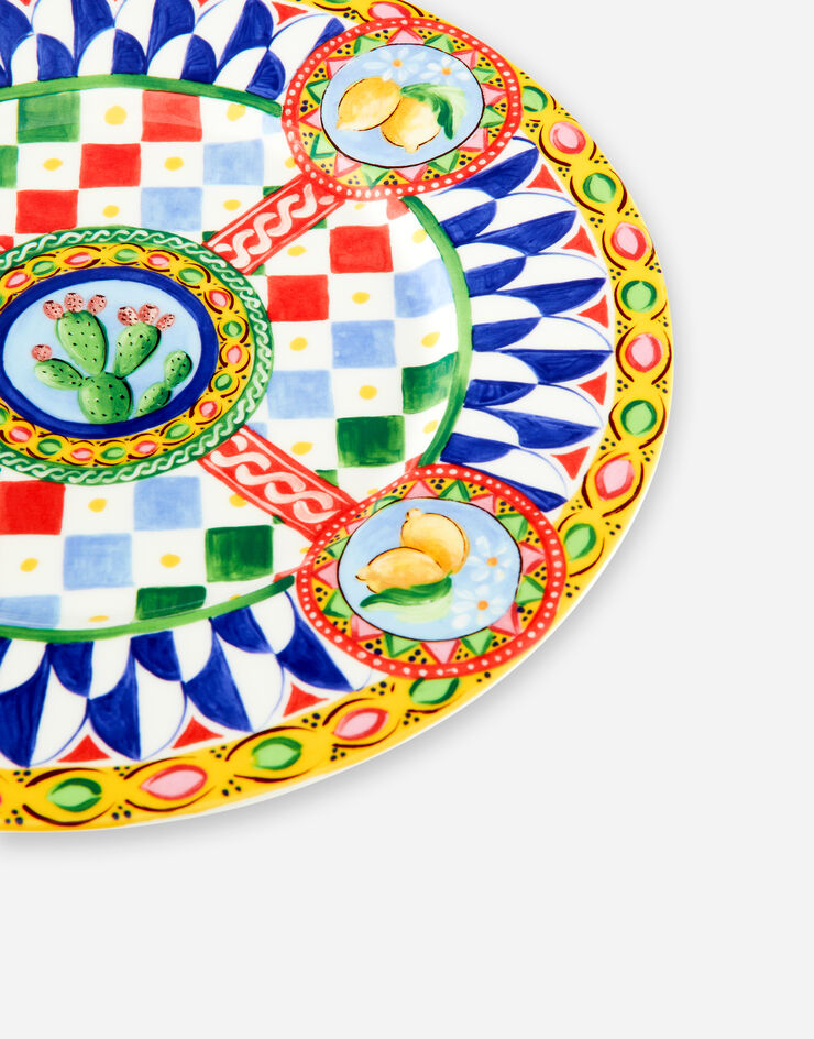 Dolce & Gabbana Set 2 Assiettes Plates en Porcelaine Fine Multicolore TC0S04TCA07