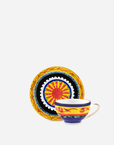 Dolce & Gabbana Taza de café con platillo de porcelana Multicolor TC0S08TCAK3