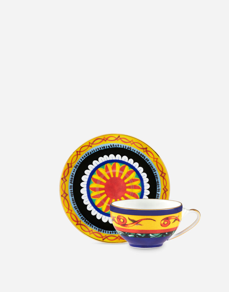 Dolce & Gabbana Tasse à Café avec Soucoupe en Porcelaine Multicolore TC0100TCA17