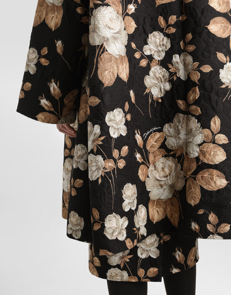 Dolce & Gabbana Abrigo de botonadura sencilla con estampado de rosas retro Imprima F0W3RTFSTBR