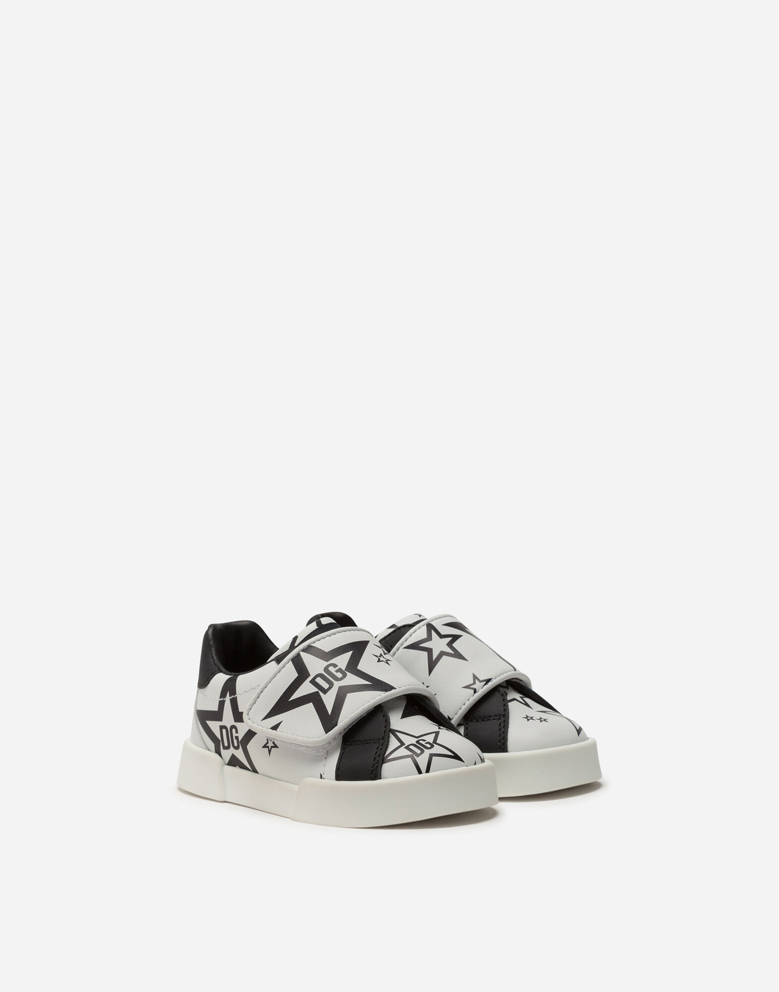 【柔らかい履き心地】D＆G ポルトフィーノ ライト」スニーカー PORTOFINO LIGHT SNEAKERS IN CALFSKIN WITH MILLENNIALS STAR PRINT