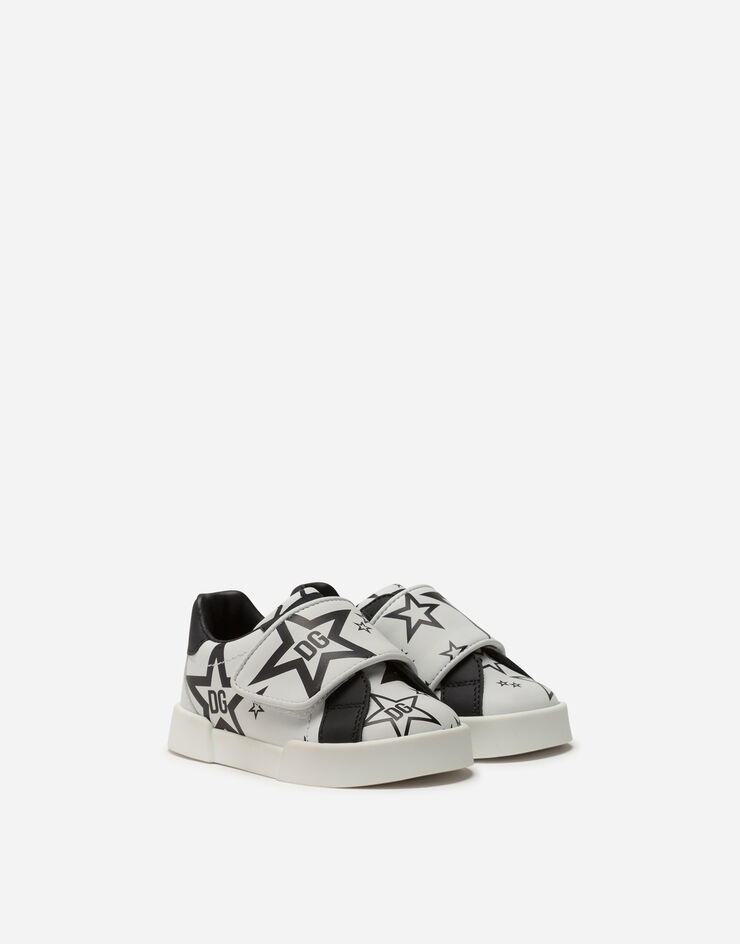 Dolce & Gabbana PORTOFINO LIGHT SNEAKERS IN CALFSKIN WITH MILLENNIALS STAR PRINT PANNA DN0135AJ630