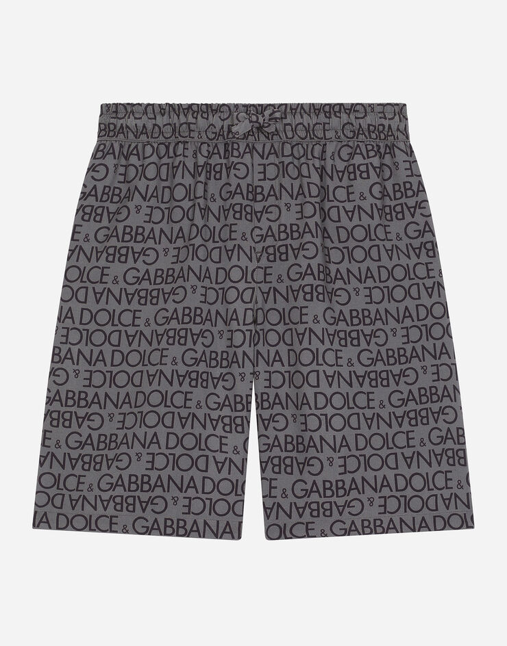 Dolce&Gabbana Viscose shorts with all-over logo print Grey L43Q17FS8C4