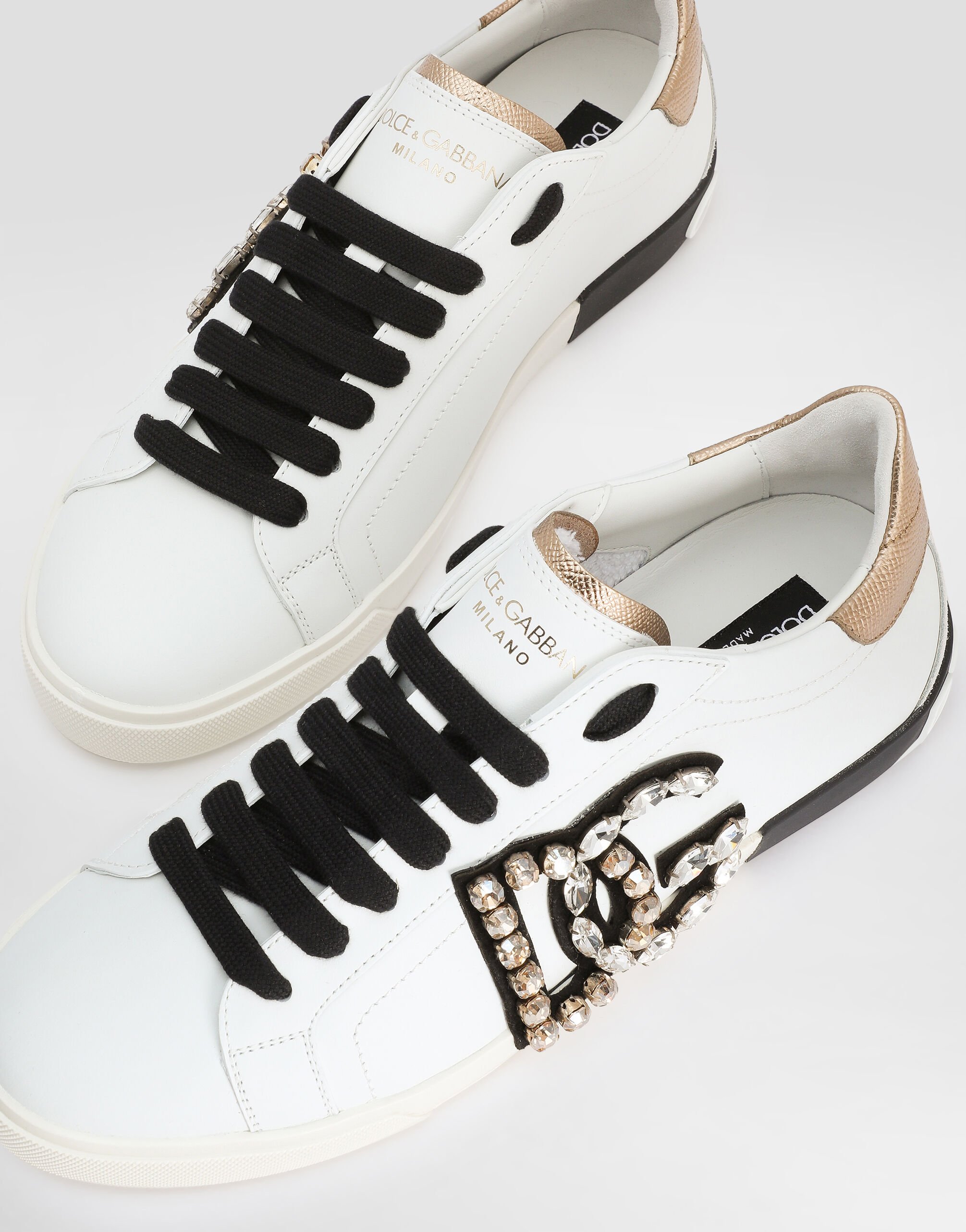 Portofino vintage calfskin sneakers in White for Women