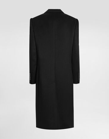 Dolce & Gabbana معطف بصف أزرار واحد من قماش فاخر أسود F0W3ATGDDC1