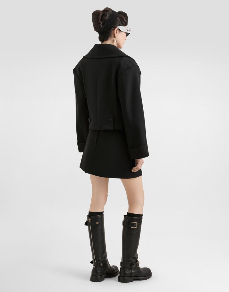 Dolce & Gabbana Rock mit Schößchen aus Doppelkrepp Schwarz F4C4PTFU2L8