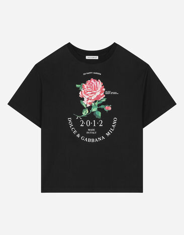 Dolce & Gabbana Camiseta de punto con logotipo Dolce&Gabbana y rosa Negro L5JTNMG7N0U