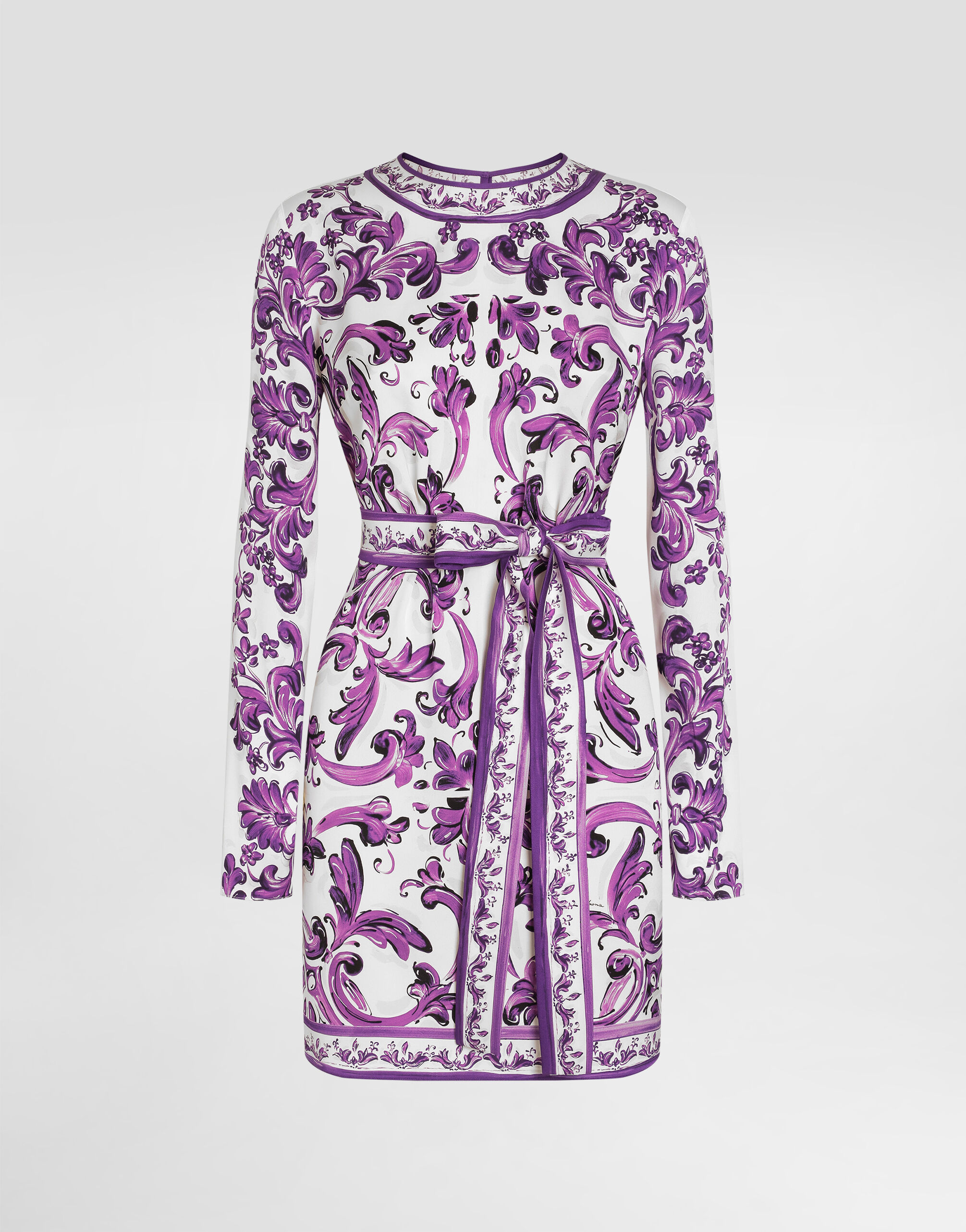 Majolica-print charmeuse dress in Multicolor for Women