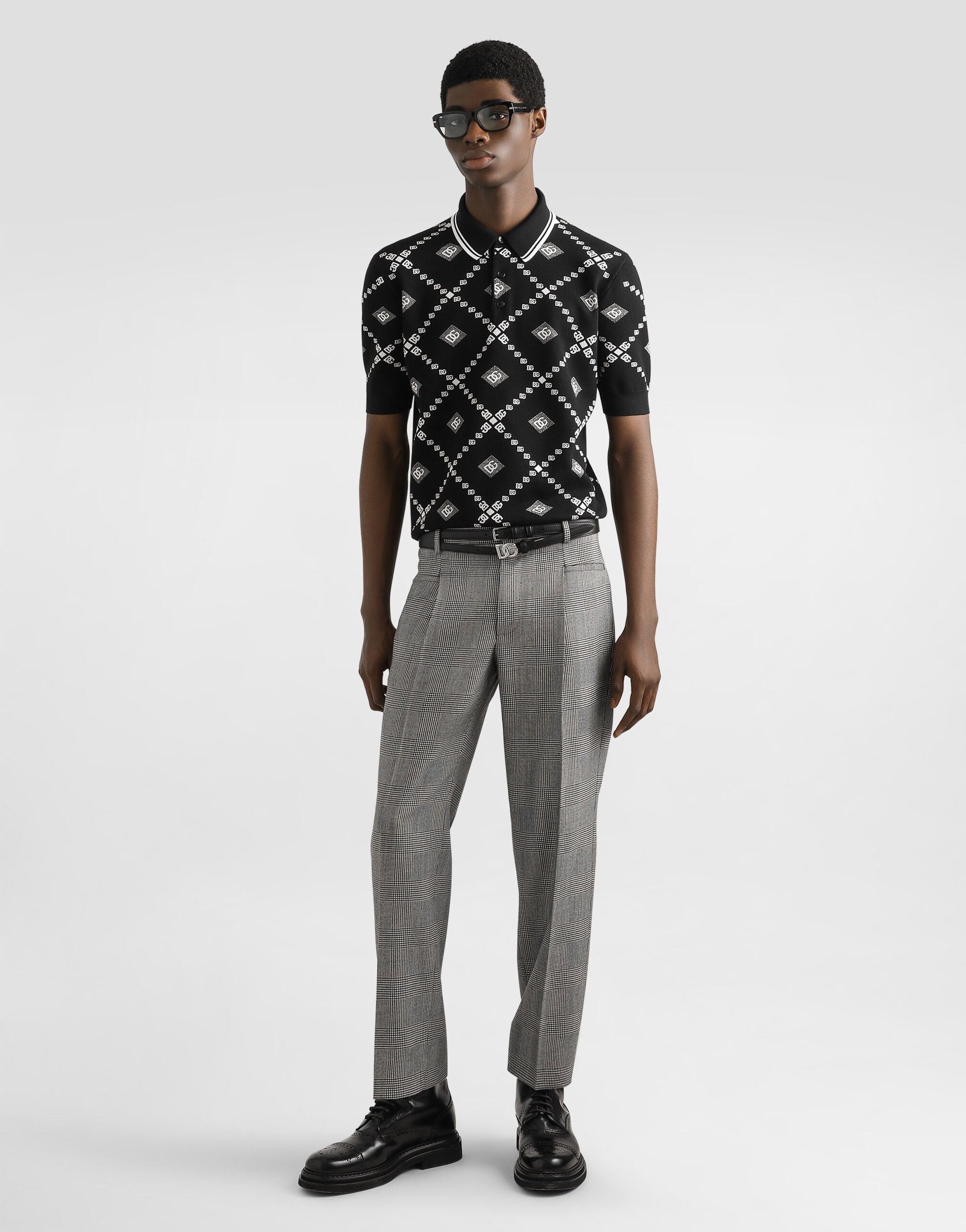 Jacquard piqué polo shirt