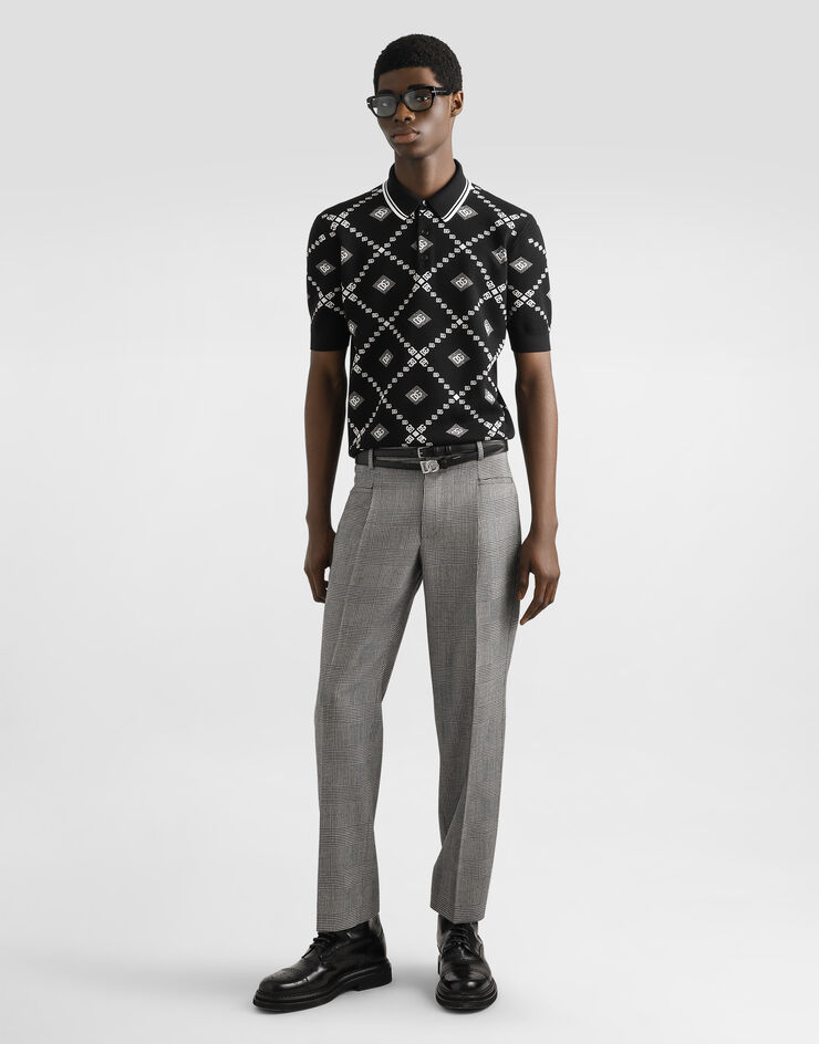 Dolce & Gabbana Jacquard piqué polo shirt Multicolor GXZ02TJGMA7