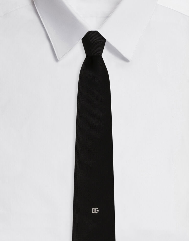 Dolce & Gabbana Silk tie with DG logo Black GT147EG0UBW