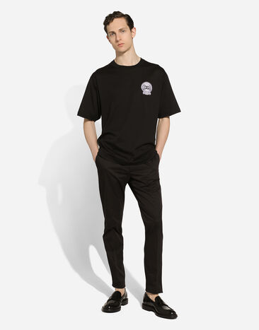 Dolce & Gabbana Cotton T-shirt with logo embroidery Black G8PN9ZG7NYE