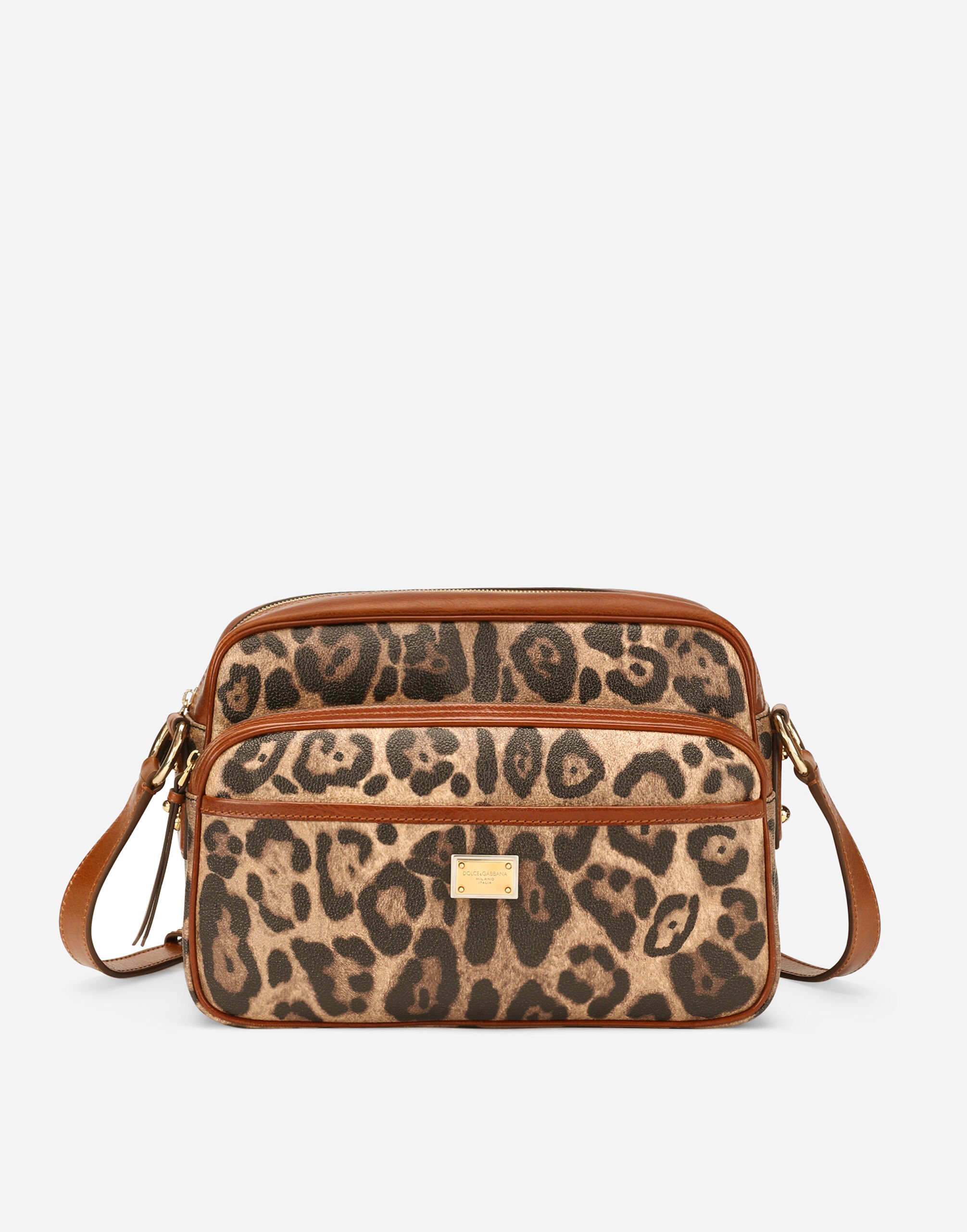 Dolce & Gabbana Leopard-print Crespo handbag with branded plate Pink BB7116A1471