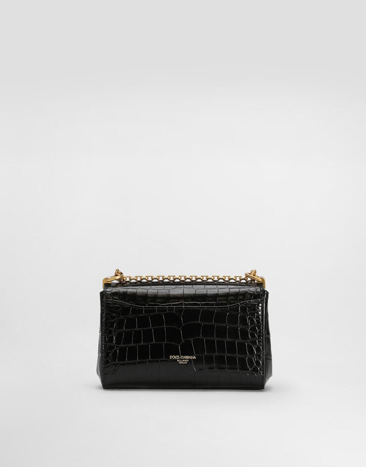 Dolce & Gabbana Marlene city mini bag in polished alligator Black BB7766A2R08