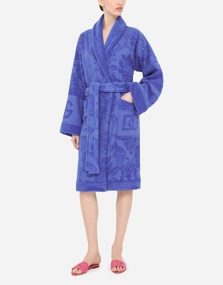 Dolce & Gabbana Bath Robe in Terry Cotton Jacquard Multicolor TCF009TCAGM