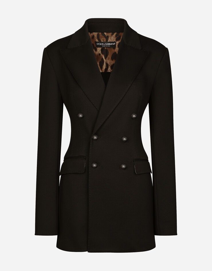 Dolce & Gabbana Double-breasted Milano rib jacket Black F29RSTFUGPN