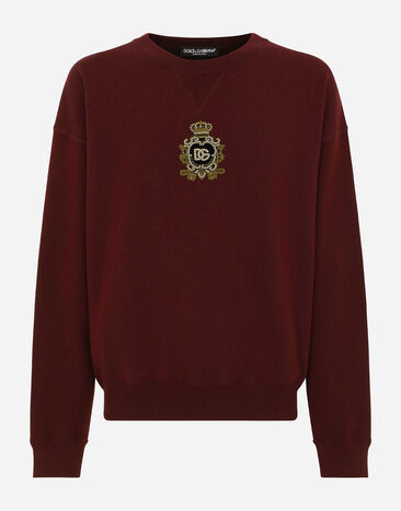 Dolce&Gabbana Sweat-shirt en laine et cachemire à écusson DG Bordeaux GXQ12ZJFMQ2