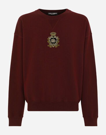 Dolce & Gabbana Cashmere and wool knit sweatshirt with DG patch White GXS28TJDMS9