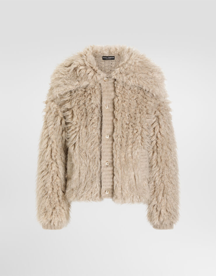 Dolce & Gabbana Fur-effect mohair cardigan Beige GXVBVTJGMMS