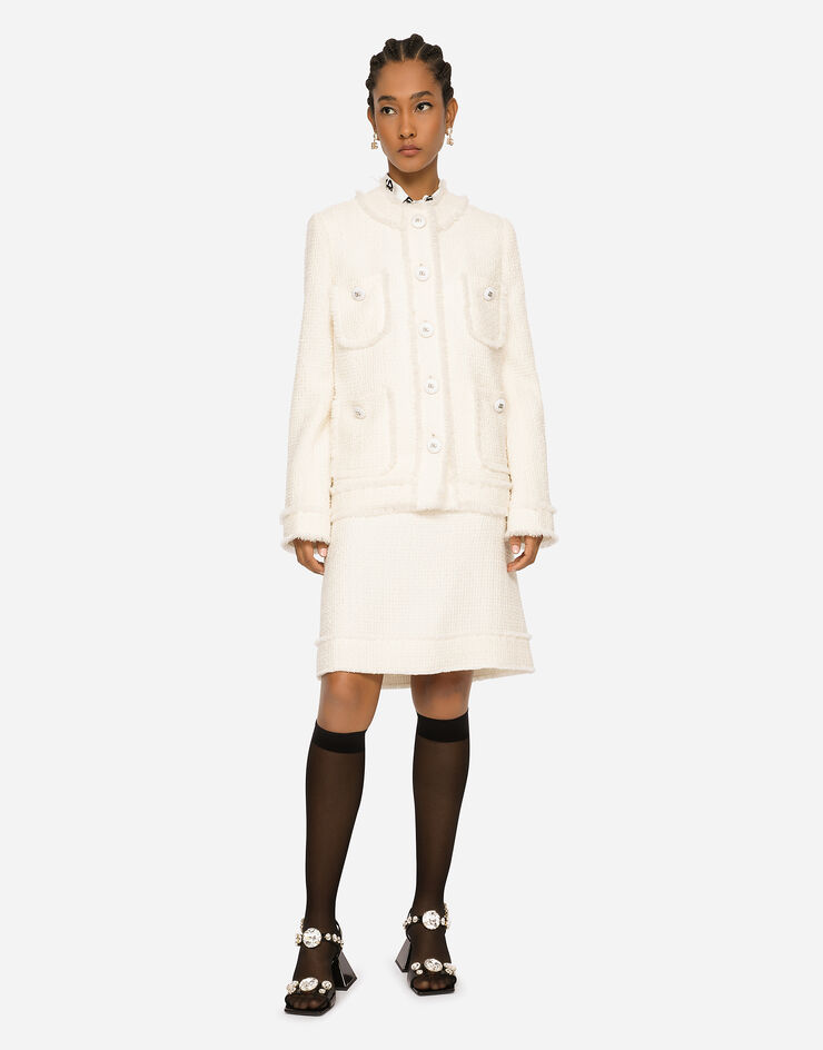 Dolce & Gabbana Chaqueta de tweed rachel con botonadura sencilla Blanco F29TPTFMMHN