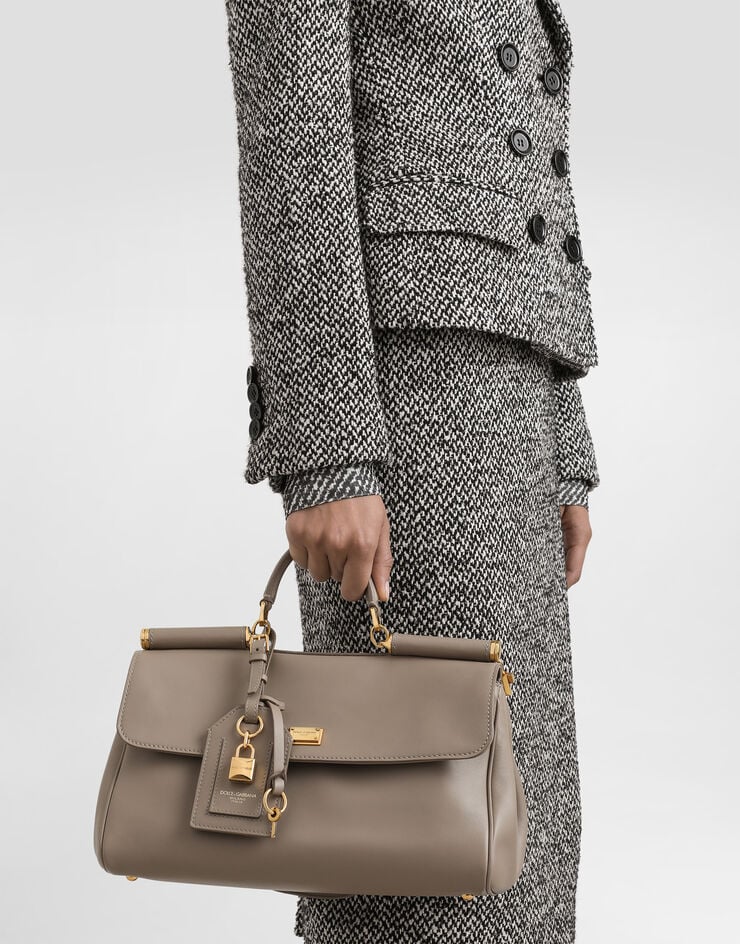Dolce & Gabbana Medium My Sicily handbag in plongé calfskin Beige BB7782B7321