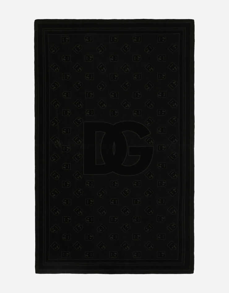 Dolce & Gabbana Beach towel with DG Monogram (115x186) Black M0A12TONO10