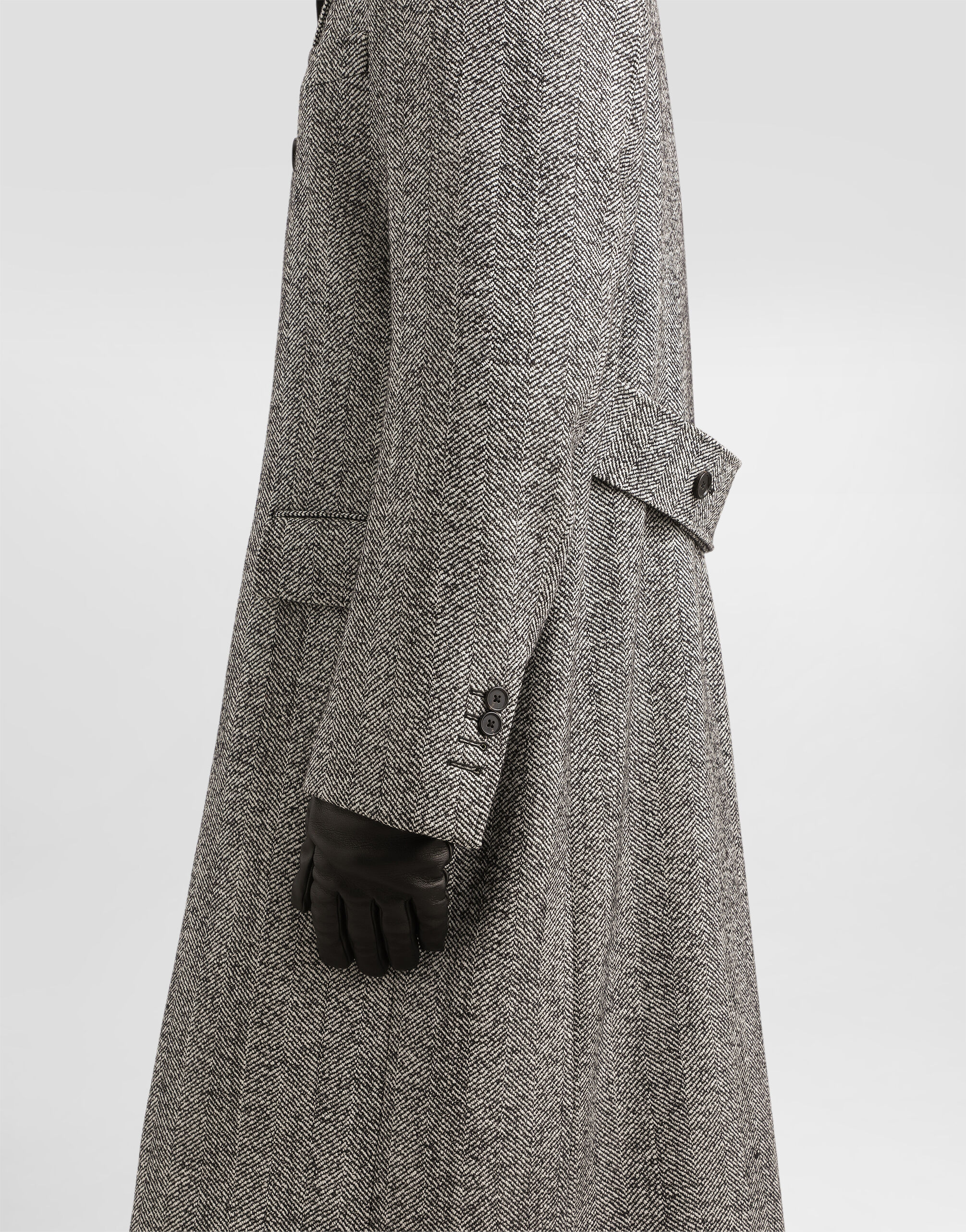 Double-breasted herringbone wool coat - thumbnail 4