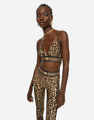 Dolce & Gabbana Leopard-print spandex/jersey bralet Multicolor I7AAJWG7BPT