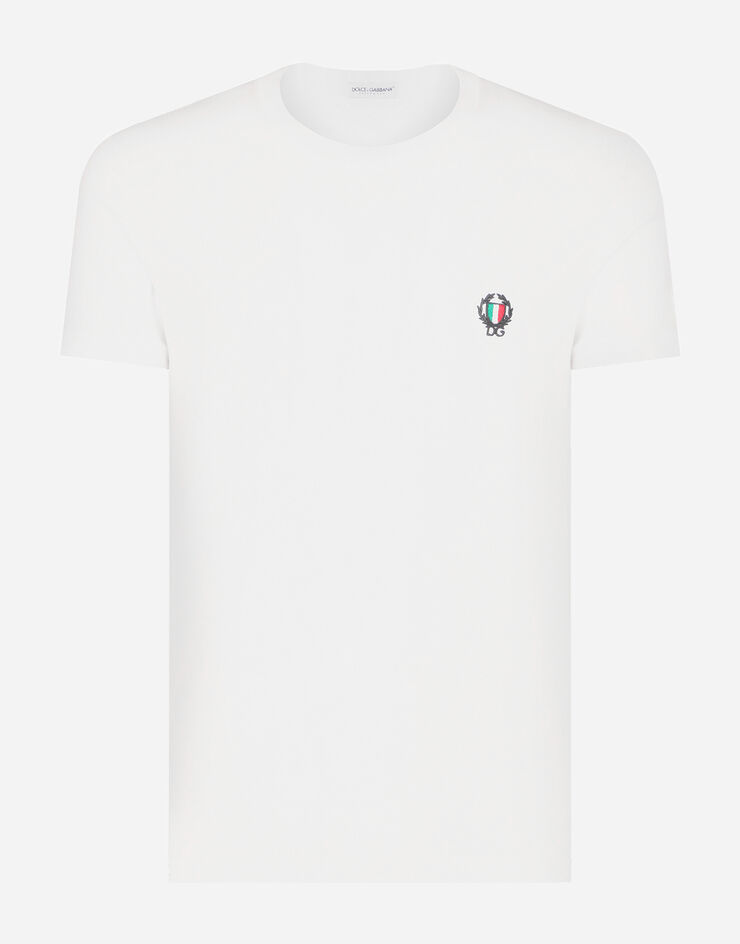 Dolce & Gabbana Cotton undershirt with DG crest БЕЛЫЙ M8C03JONN94