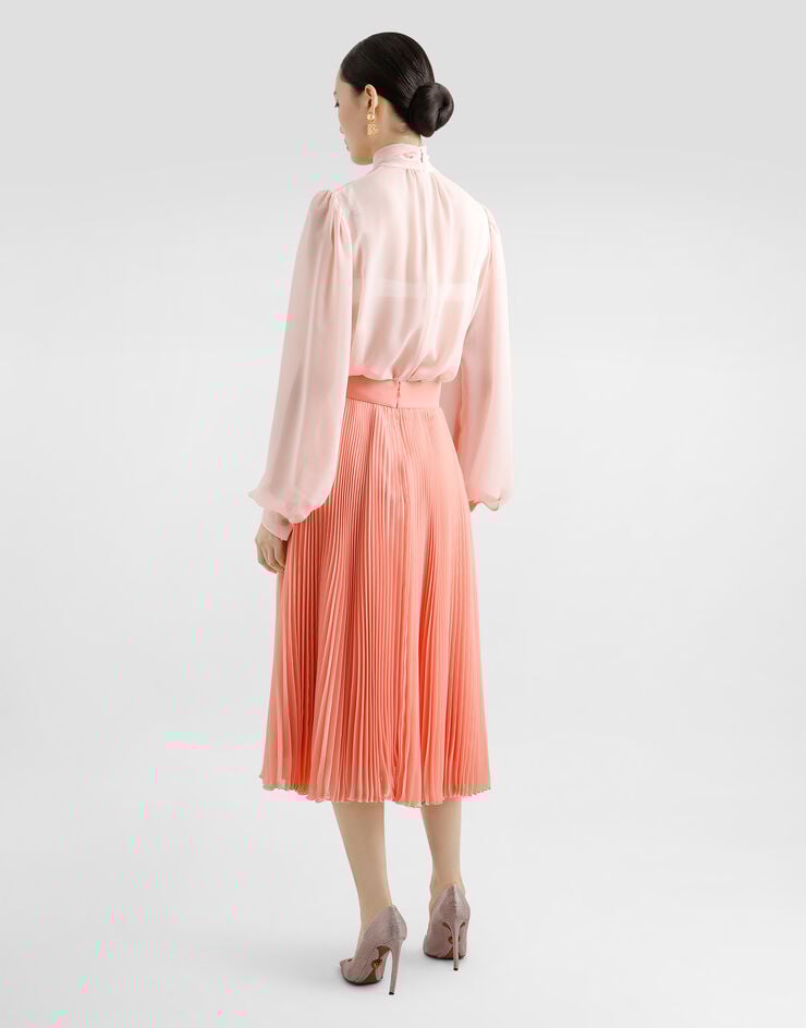 Dolce & Gabbana Gonna lunga in chiffon plissé Rosa F4C7PTFUSNW