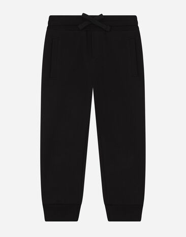 Dolce & Gabbana Jersey jogging pants with logo plate Black LB4H80G7A6E