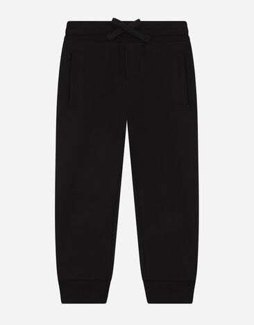 Dolce & Gabbana Jersey jogging pants with logo plate Gold WAEJ2GW0001